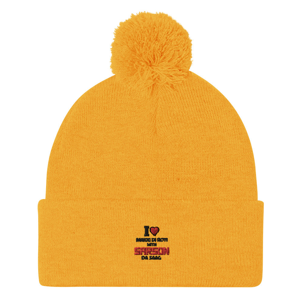 I LOVE MAKKI DI ROTI - Pom-Pom Beanie