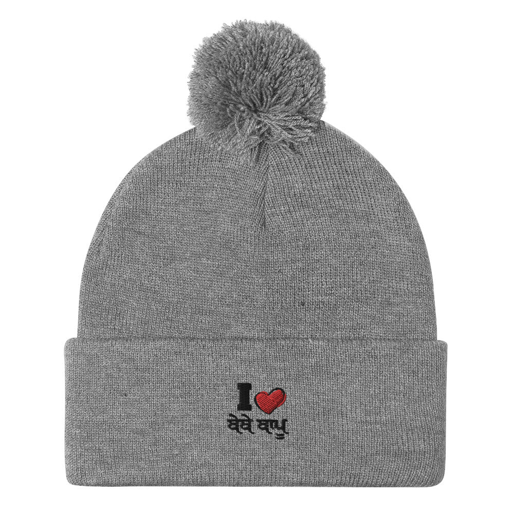 I LOVE BEBE BAPPU - Pom-Pom Beanie