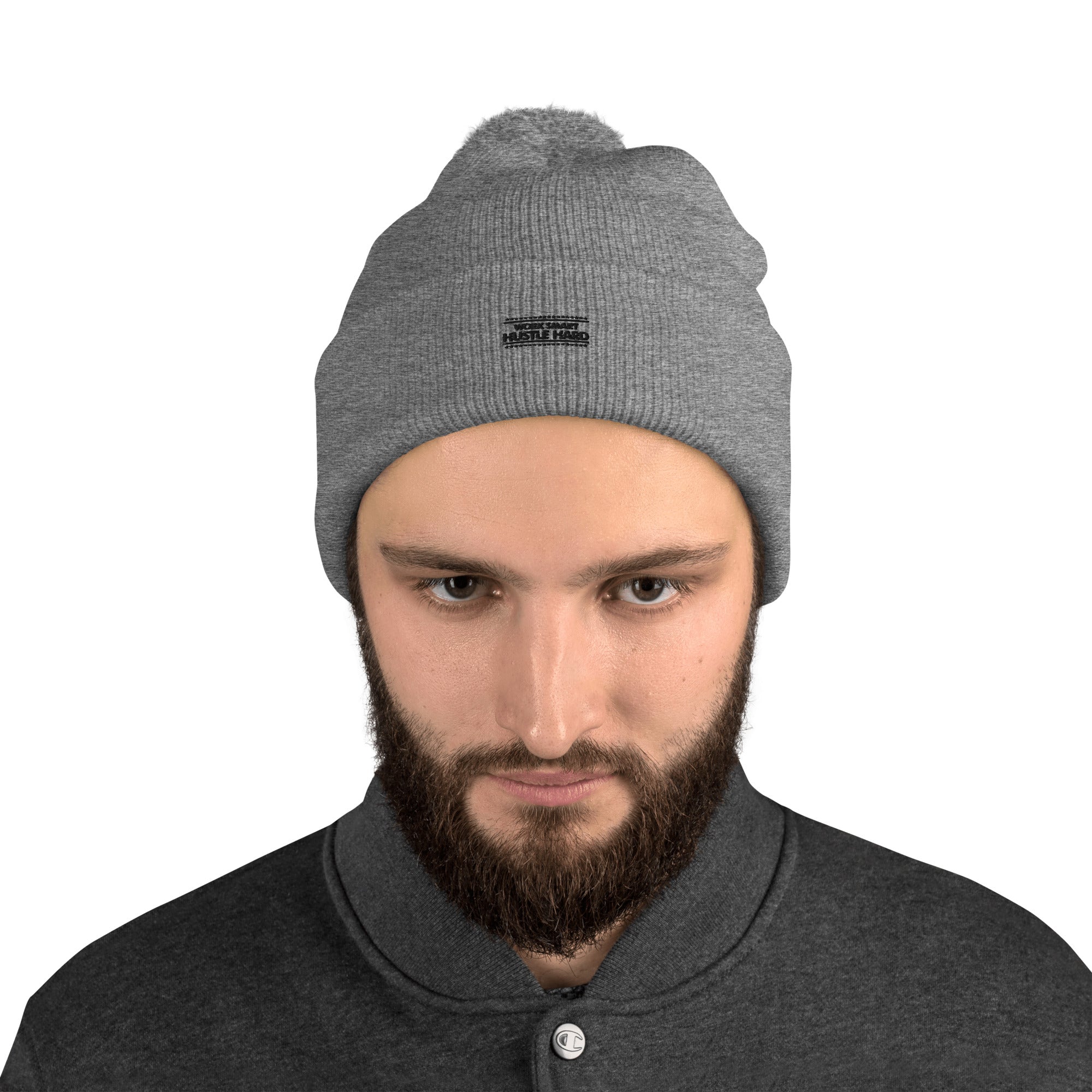WORK SMART HUSTLE HARD - Pom-Pom Beanie