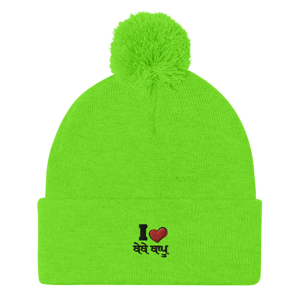 I LOVE BEBE BAPPU - Pom-Pom Beanie