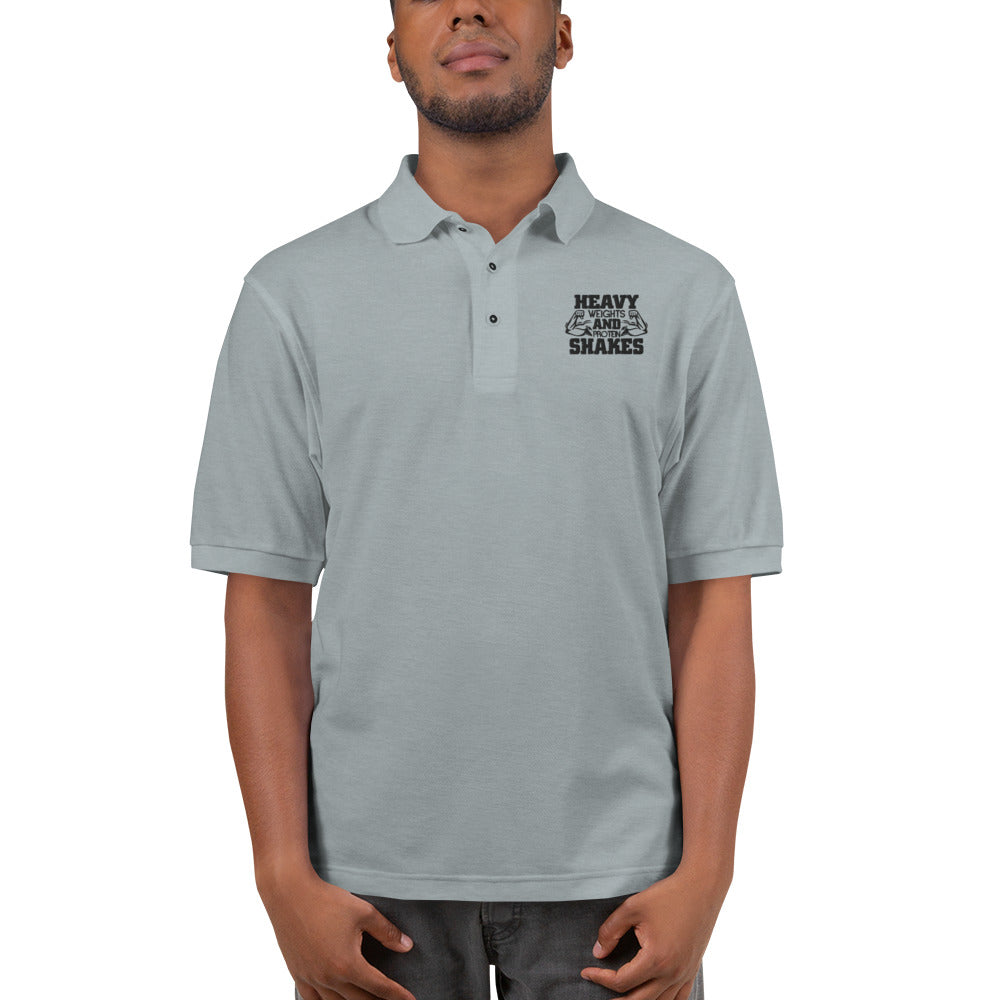 HEAVY WEIGHTS AND PROTEIN SHAKES - Men's Premium Polo
