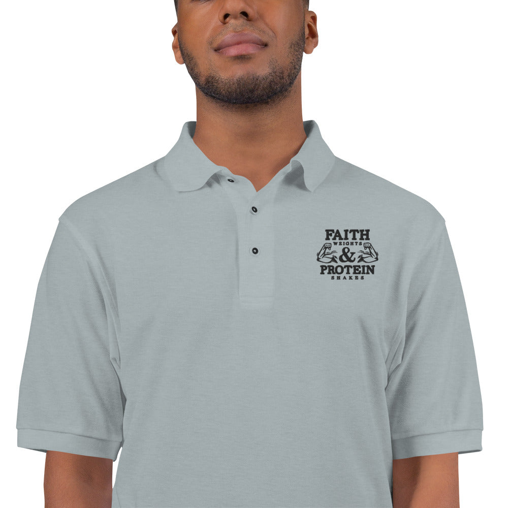 FAITH WEIGHTS & PROTEIN SHAKES - Men's Premium Polo