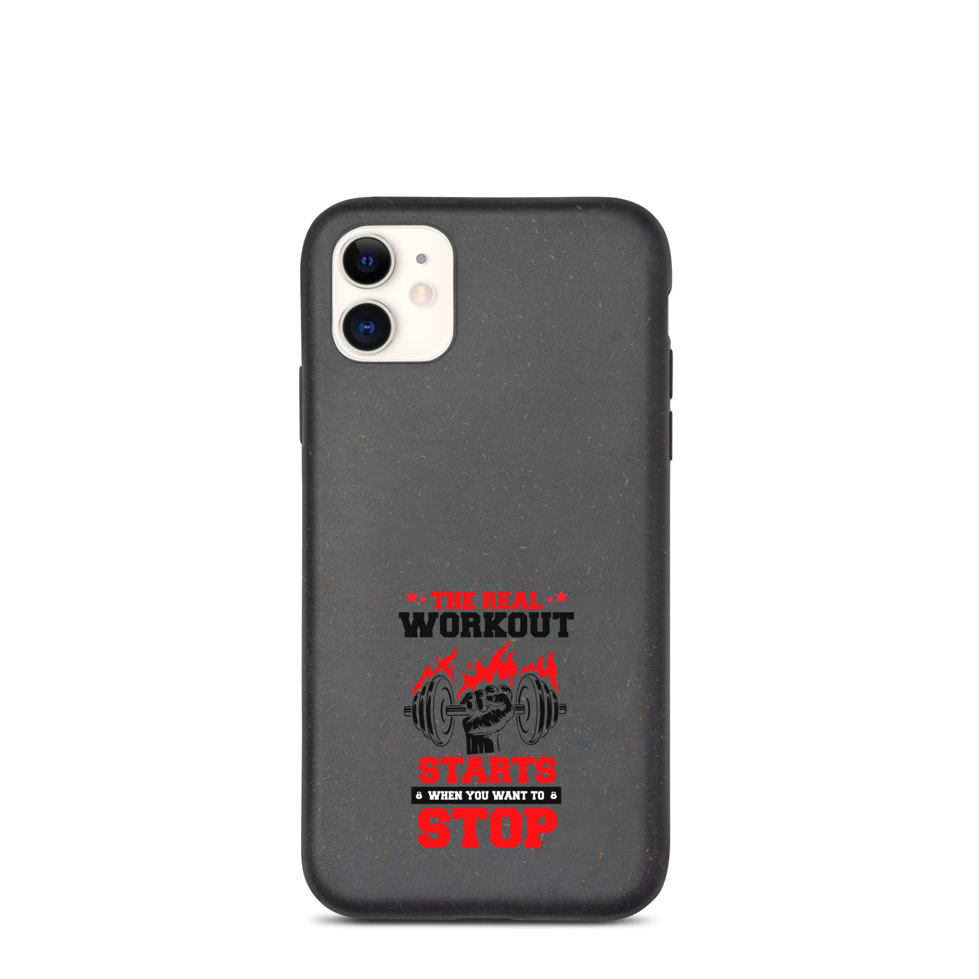 THE REAL WORKOUT STARTS - Speckled iPhone case