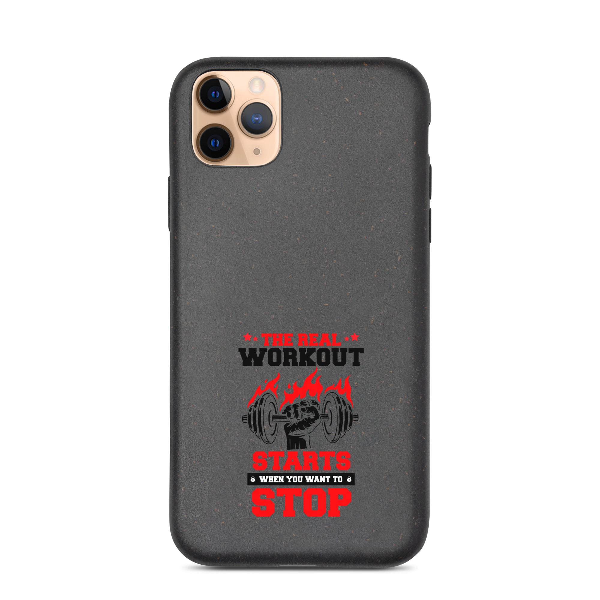 THE REAL WORKOUT STARTS - Speckled iPhone case