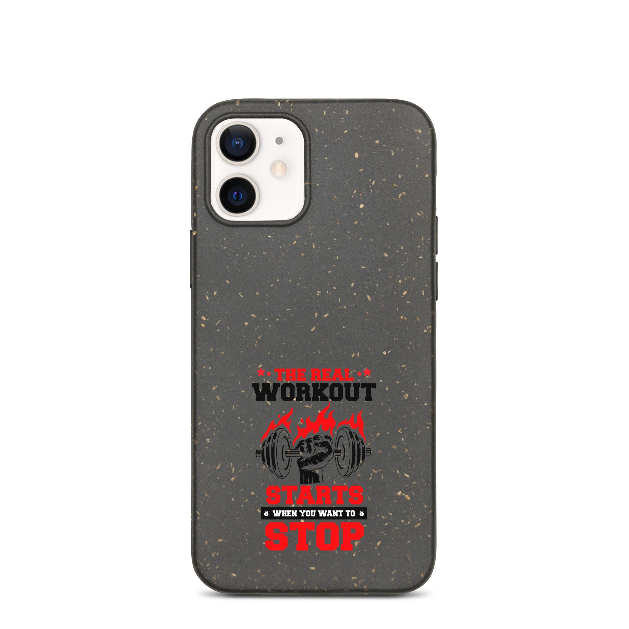 THE REAL WORKOUT STARTS - Speckled iPhone case