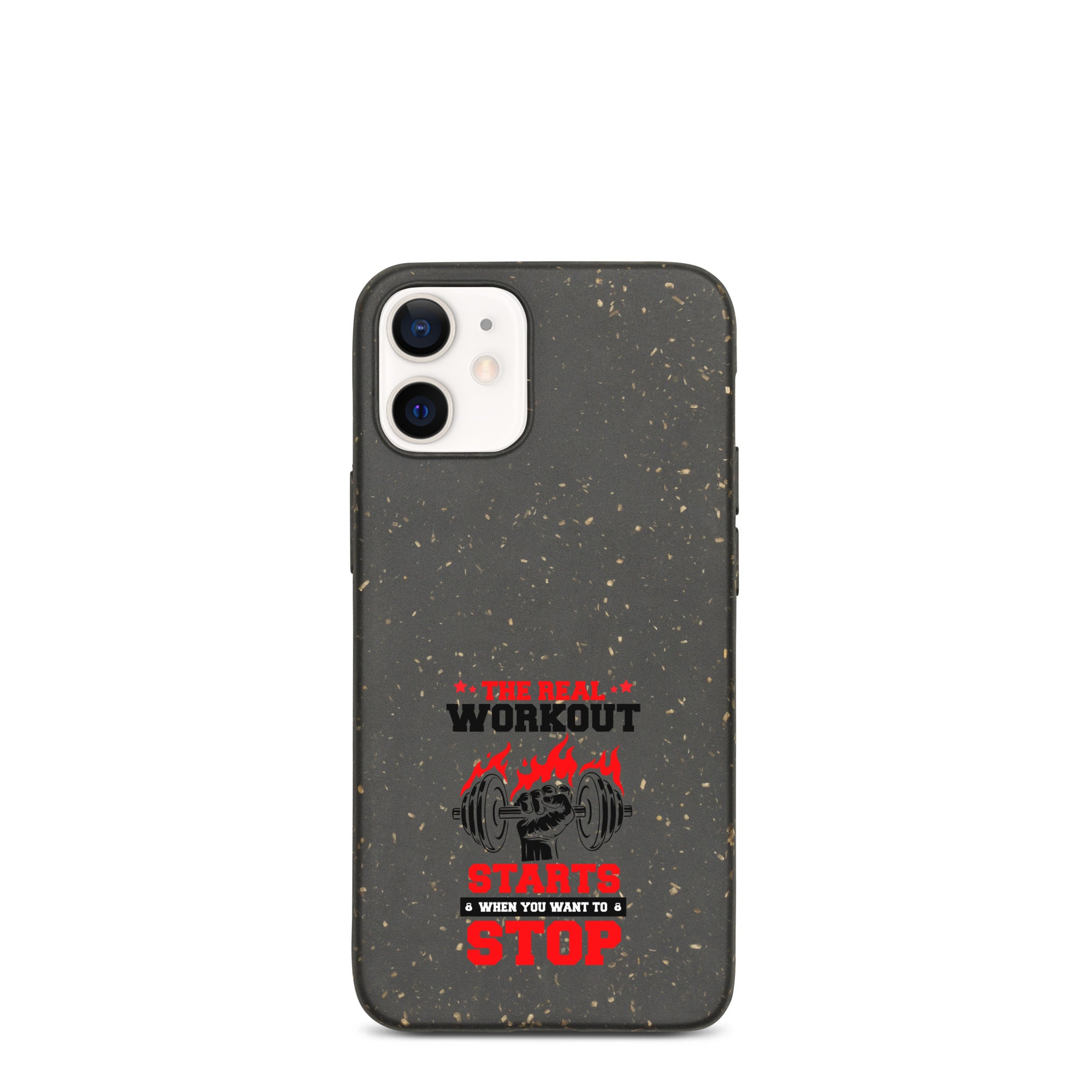 THE REAL WORKOUT STARTS - Speckled iPhone case