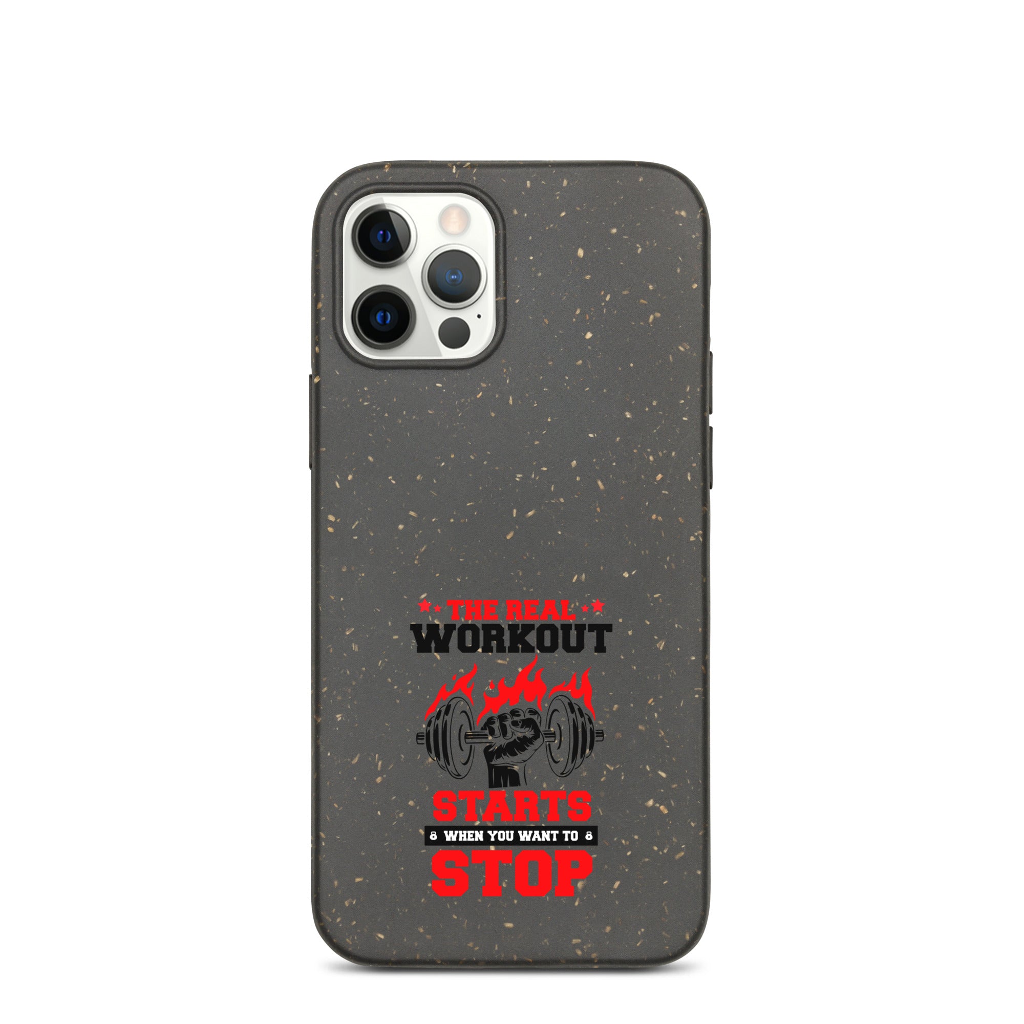 THE REAL WORKOUT STARTS - Speckled iPhone case