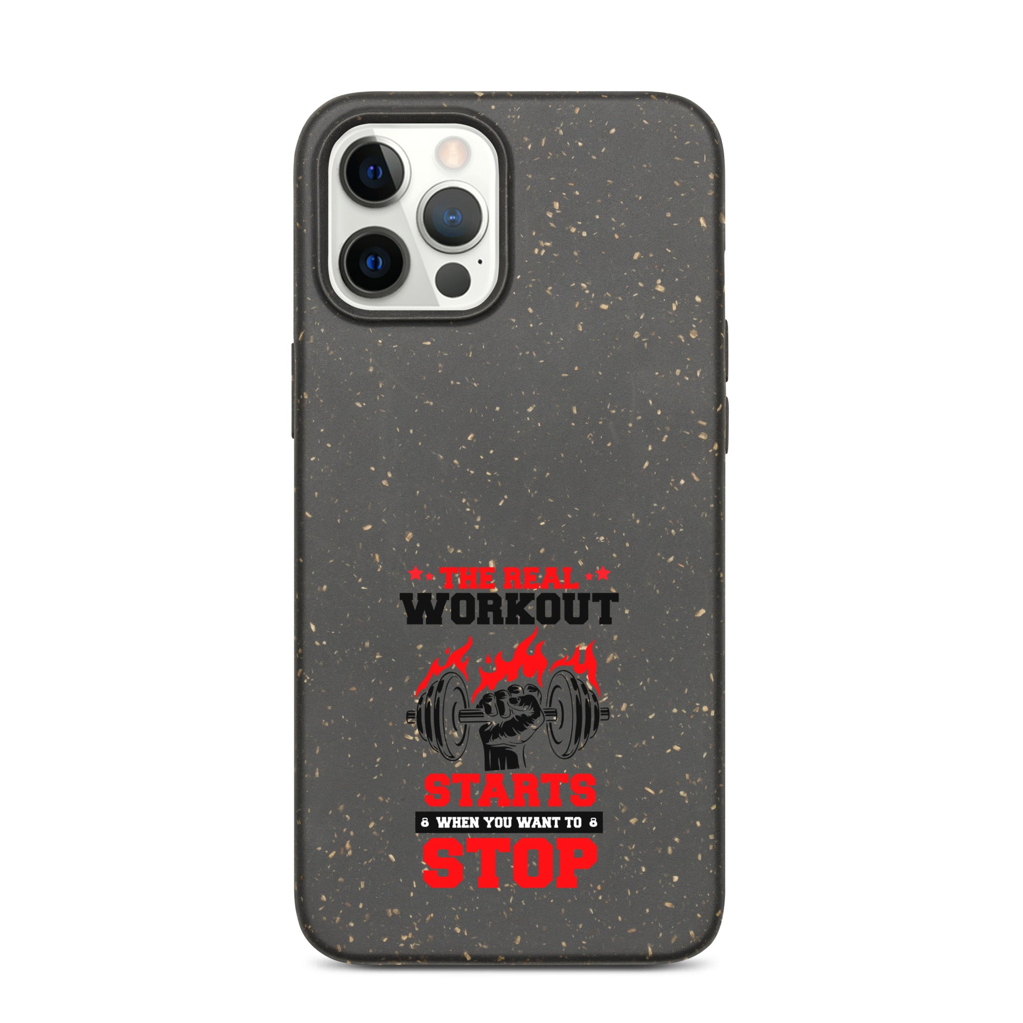 THE REAL WORKOUT STARTS - Speckled iPhone case