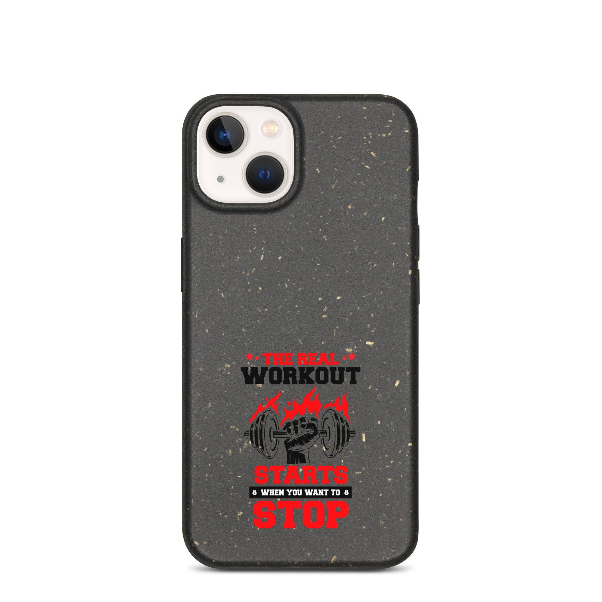 THE REAL WORKOUT STARTS - Speckled iPhone case