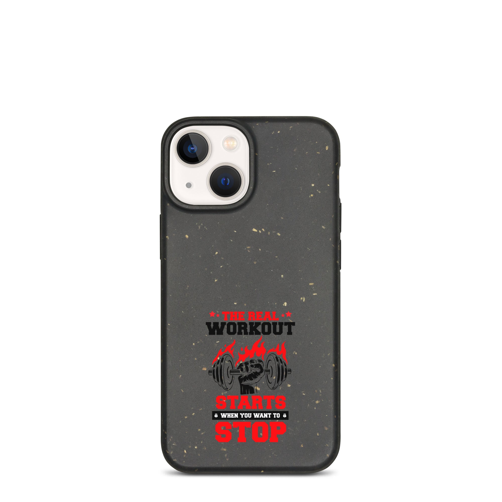 THE REAL WORKOUT STARTS - Speckled iPhone case