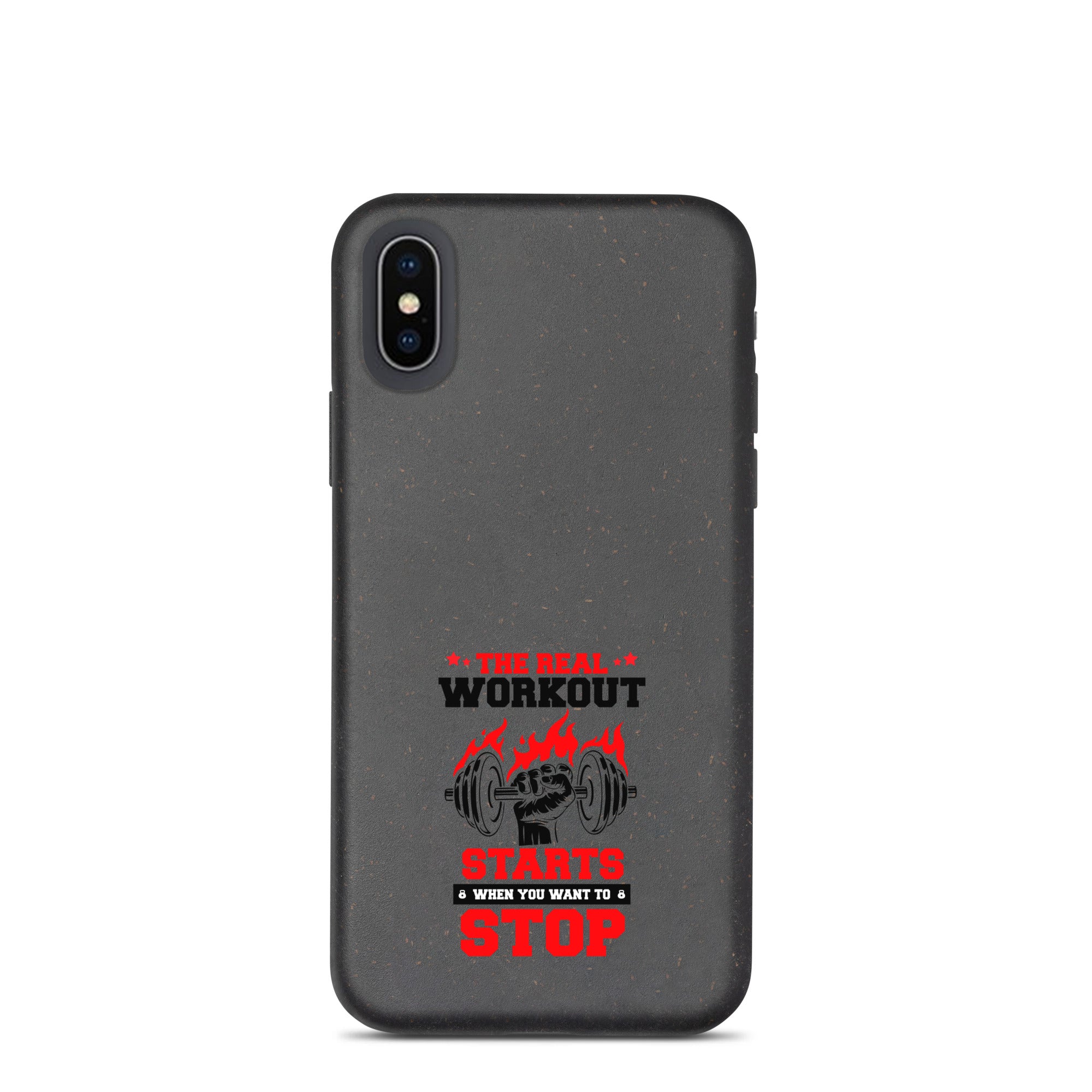 THE REAL WORKOUT STARTS - Speckled iPhone case