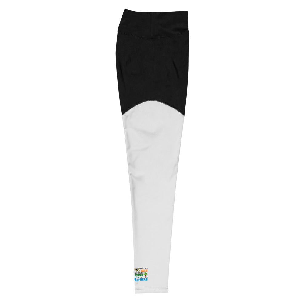 SAVE THE BEES PLANT MORE TREES CLEAN THE SEAS - Sports Leggings