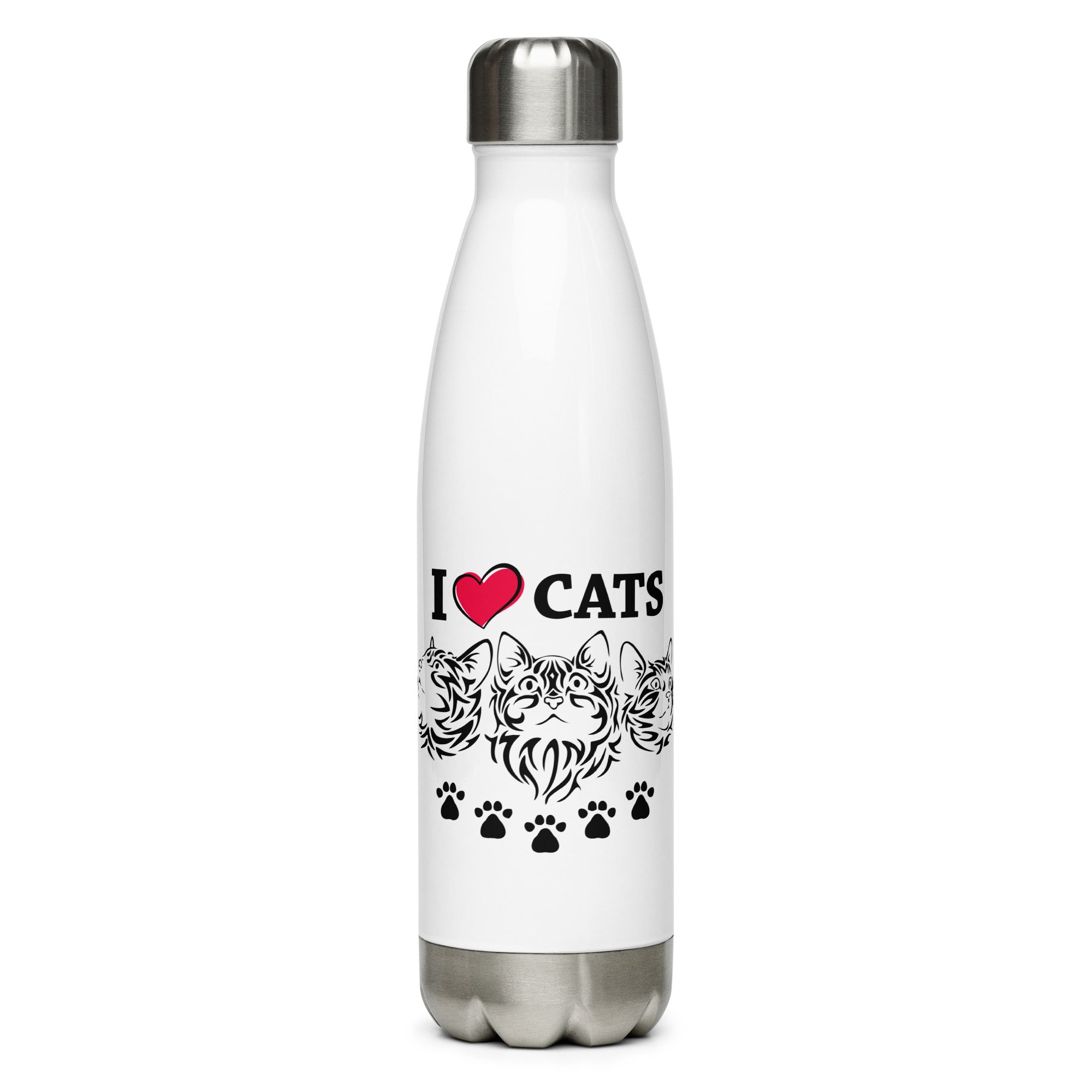 I LOVE CATS - Stainless Steel Water Bottle