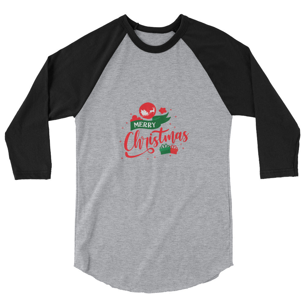 Merry Christmas- 3/4 sleeve raglan shirt