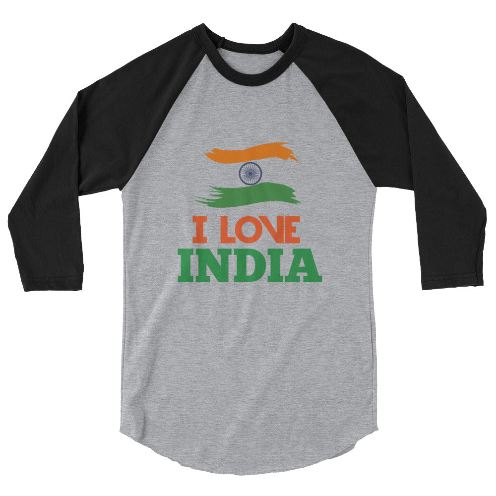 I LOVE INDIA - 3/4 sleeve raglan shirt