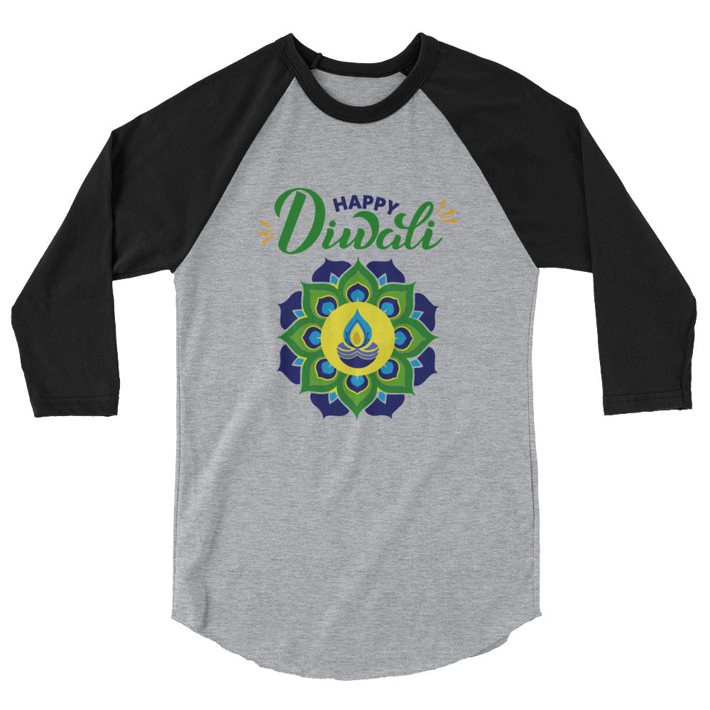 HAPPY DIWALI - 3/4 sleeve raglan shirt