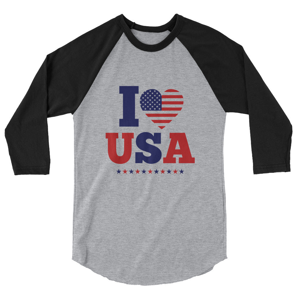 I LOVE USA - 3/4 sleeve raglan shirt
