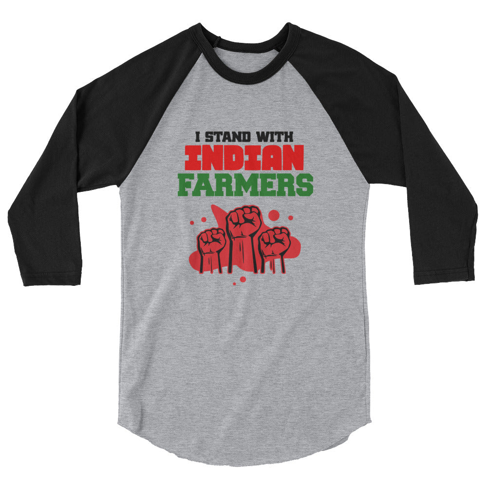 I STAND WITH INDIAN FARMERS - 3/4 sleeve raglan shirt