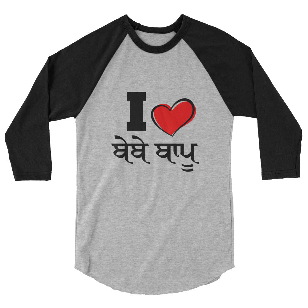 I LOVE BEBE BAPPU - 3/4 sleeve raglan shirt