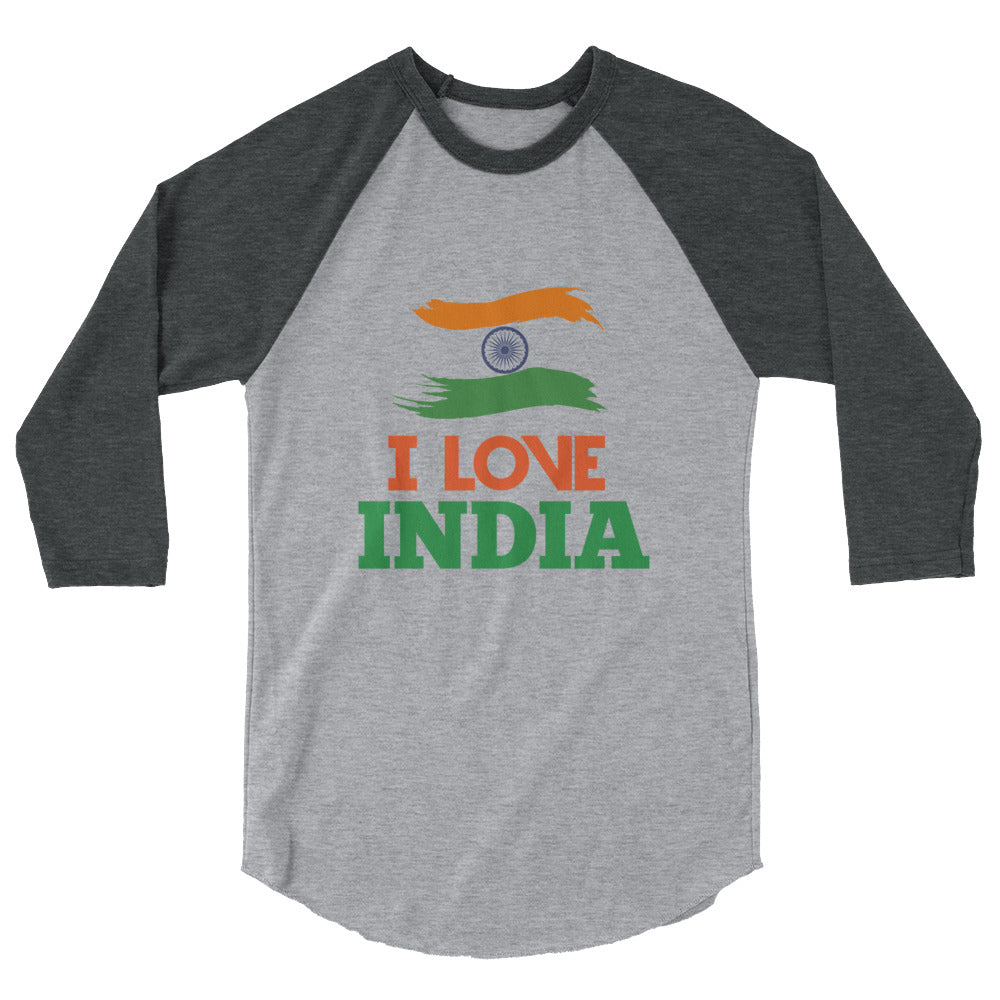 I LOVE INDIA - 3/4 sleeve raglan shirt