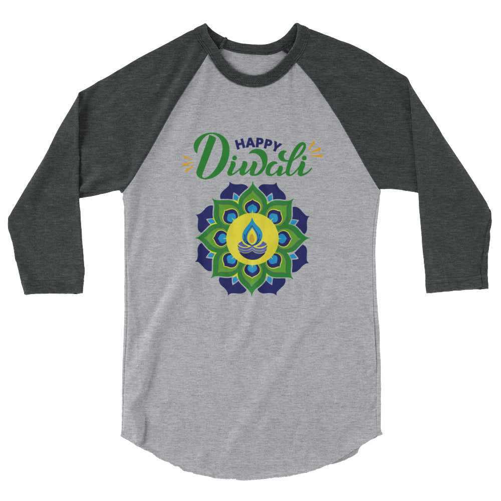 HAPPY DIWALI - 3/4 sleeve raglan shirt