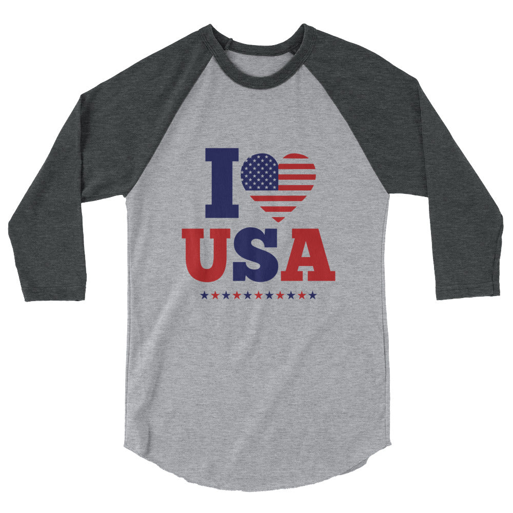 I LOVE USA - 3/4 sleeve raglan shirt
