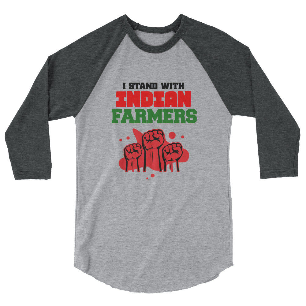 I STAND WITH INDIAN FARMERS - 3/4 sleeve raglan shirt