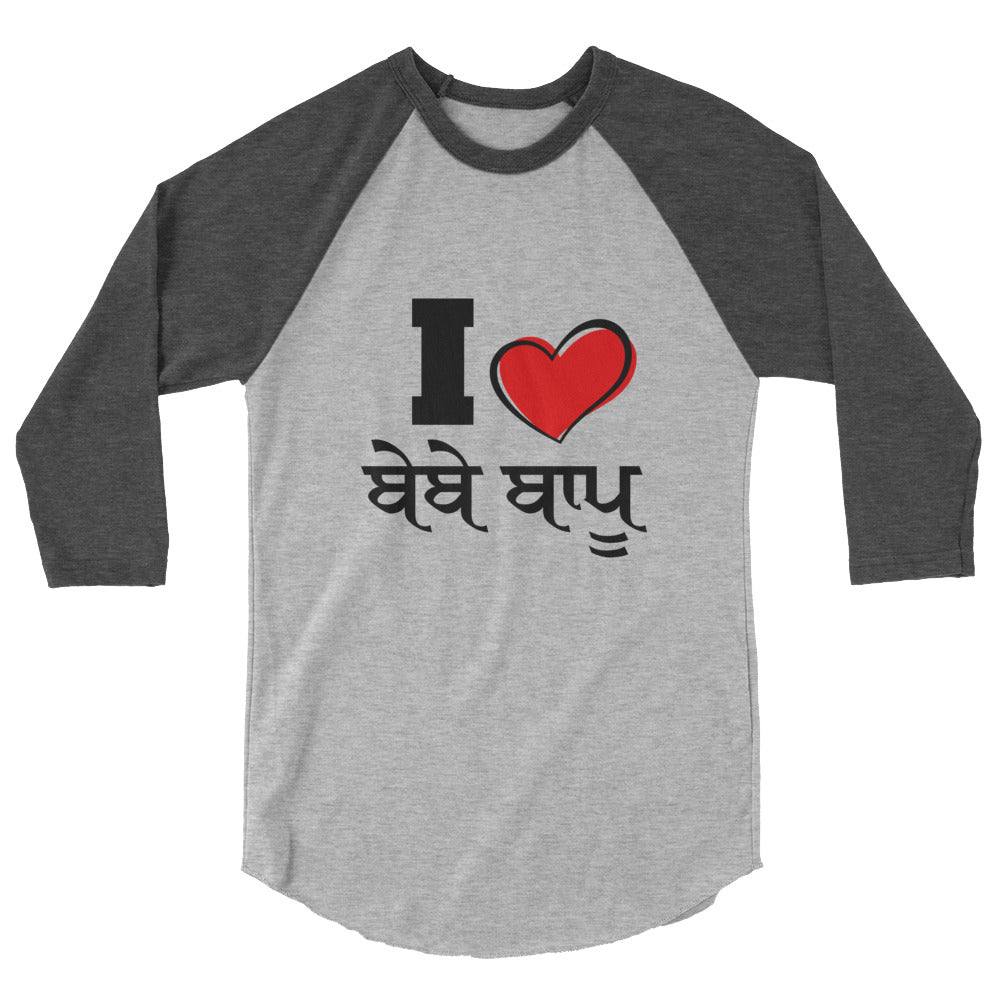 I LOVE BEBE BAPPU - 3/4 sleeve raglan shirt