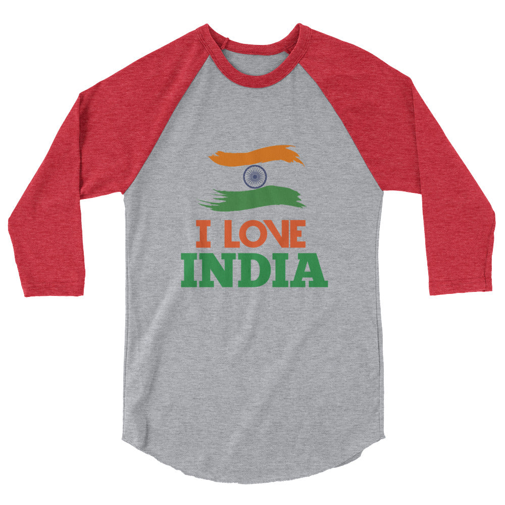 I LOVE INDIA - 3/4 sleeve raglan shirt