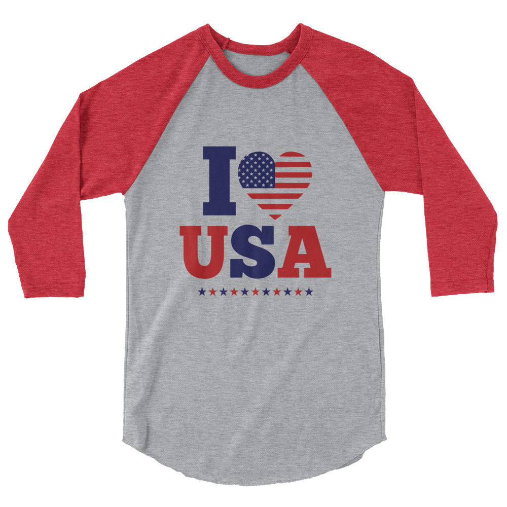 I LOVE USA - 3/4 sleeve raglan shirt