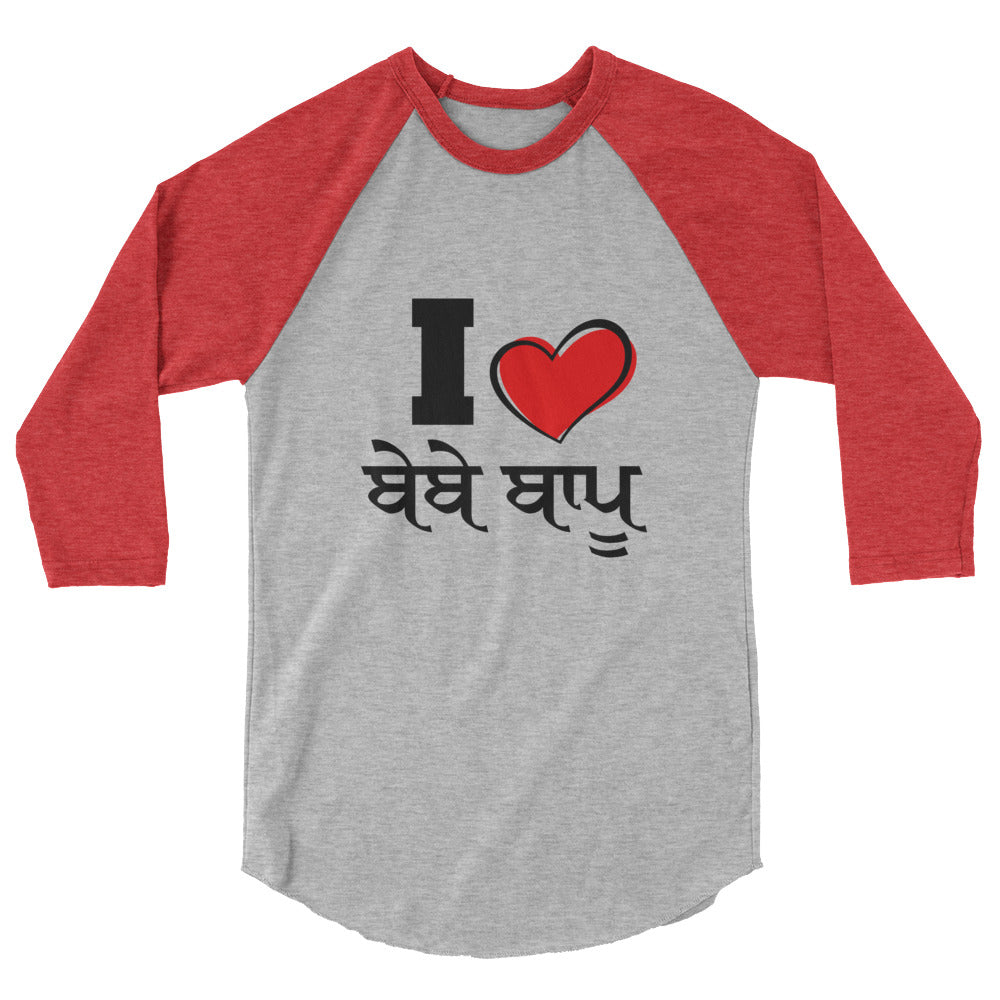 I LOVE BEBE BAPPU - 3/4 sleeve raglan shirt