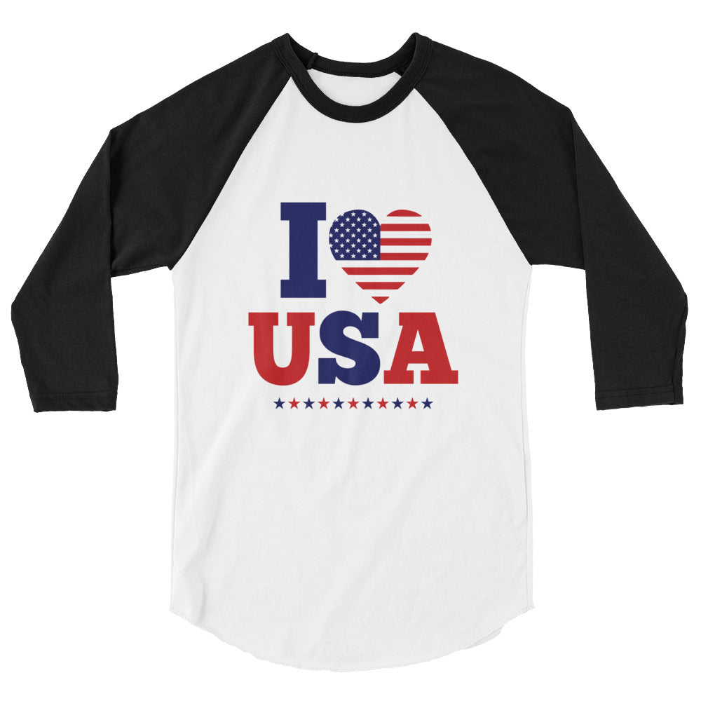 I LOVE USA - 3/4 sleeve raglan shirt