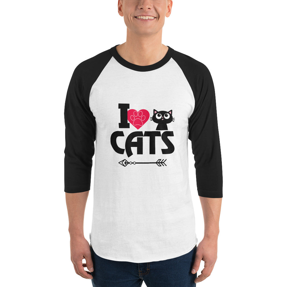 I LOVE CATS - 3/4 sleeve raglan shirt