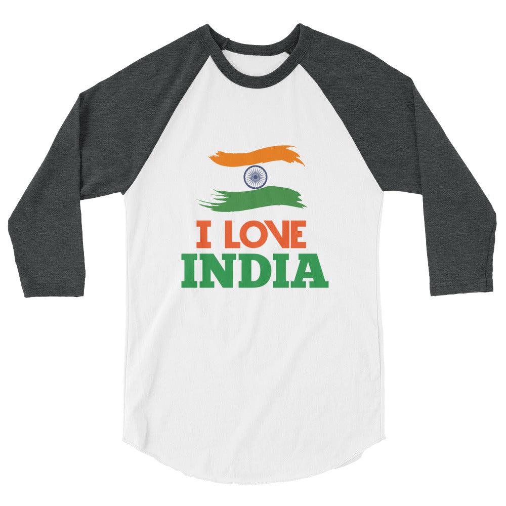I LOVE INDIA - 3/4 sleeve raglan shirt