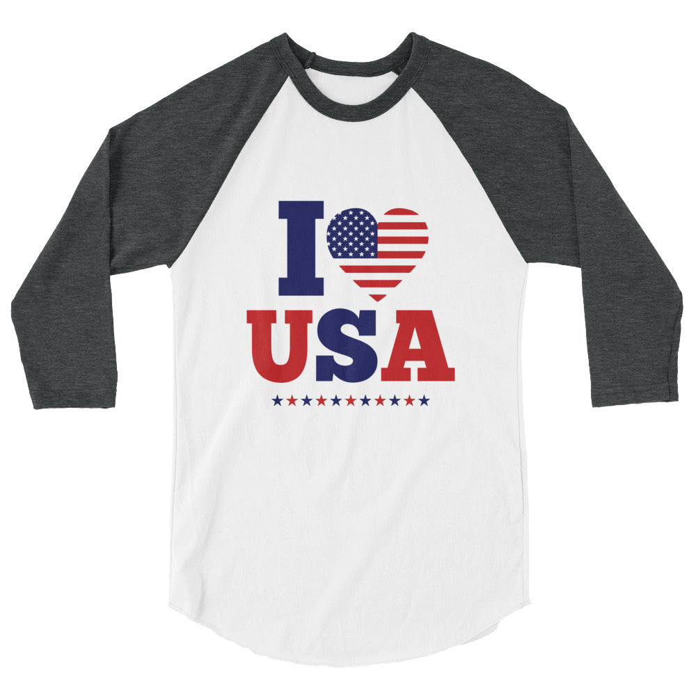 I LOVE USA - 3/4 sleeve raglan shirt