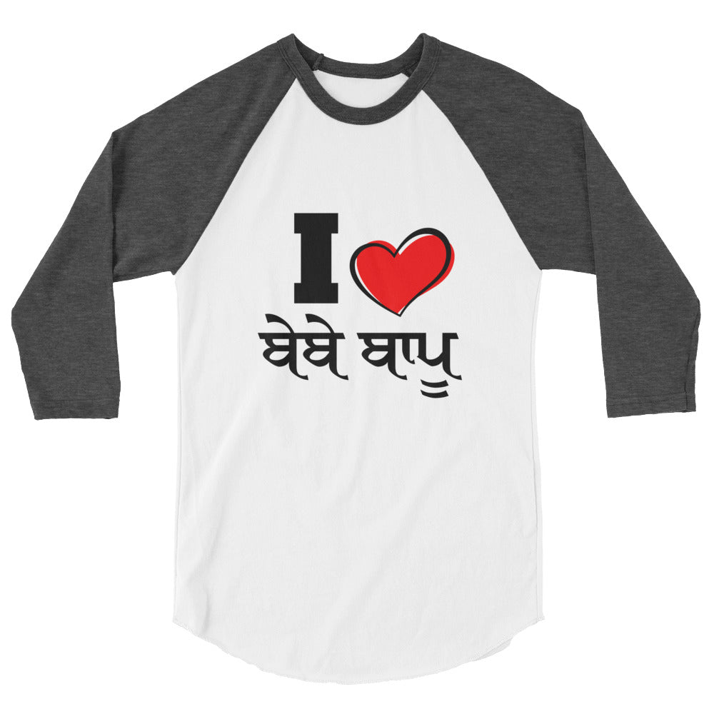 I LOVE BEBE BAPPU - 3/4 sleeve raglan shirt