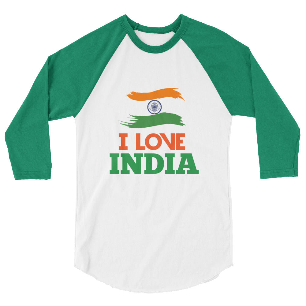 I LOVE INDIA - 3/4 sleeve raglan shirt