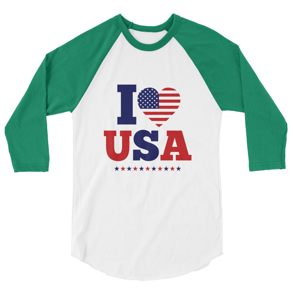 I LOVE USA - 3/4 sleeve raglan shirt
