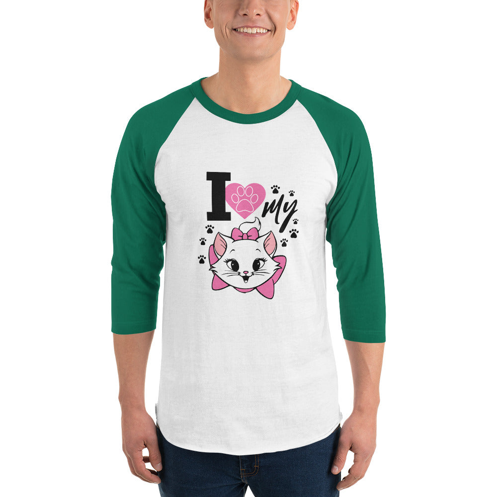 I LOVE MY CAT - 3/4 sleeve raglan shirt