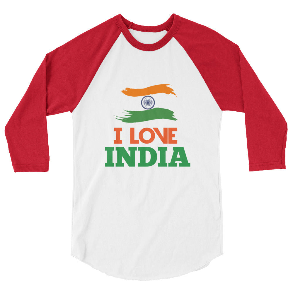 I LOVE INDIA - 3/4 sleeve raglan shirt