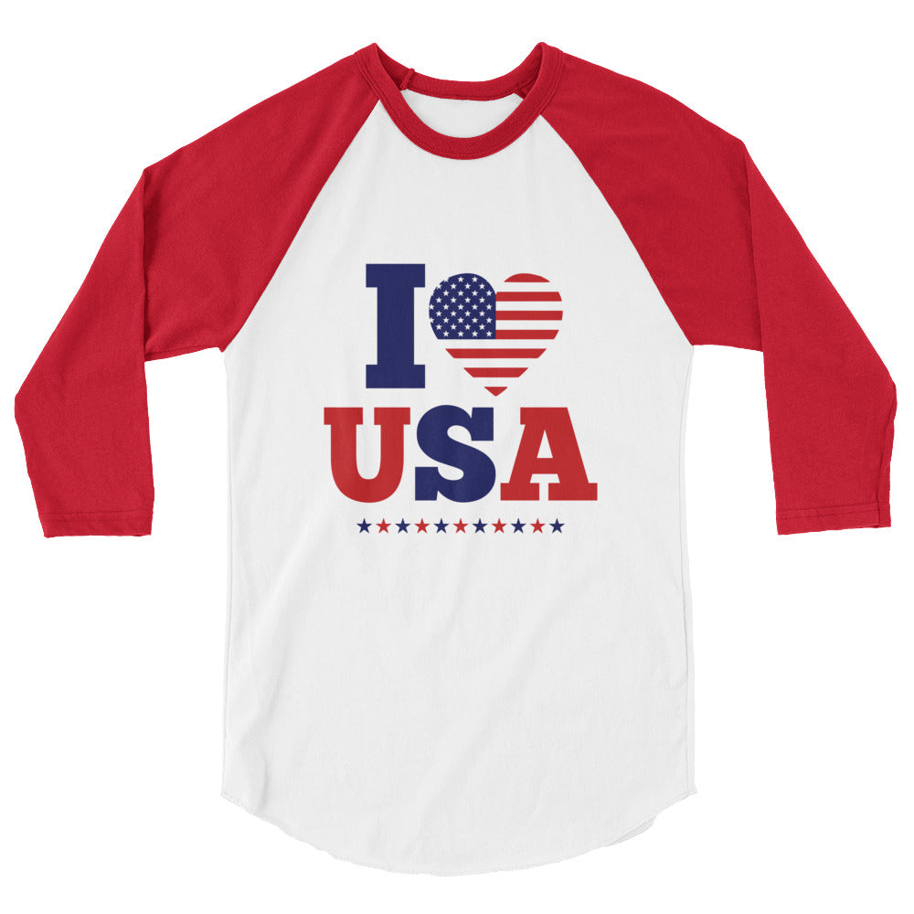 I LOVE USA - 3/4 sleeve raglan shirt