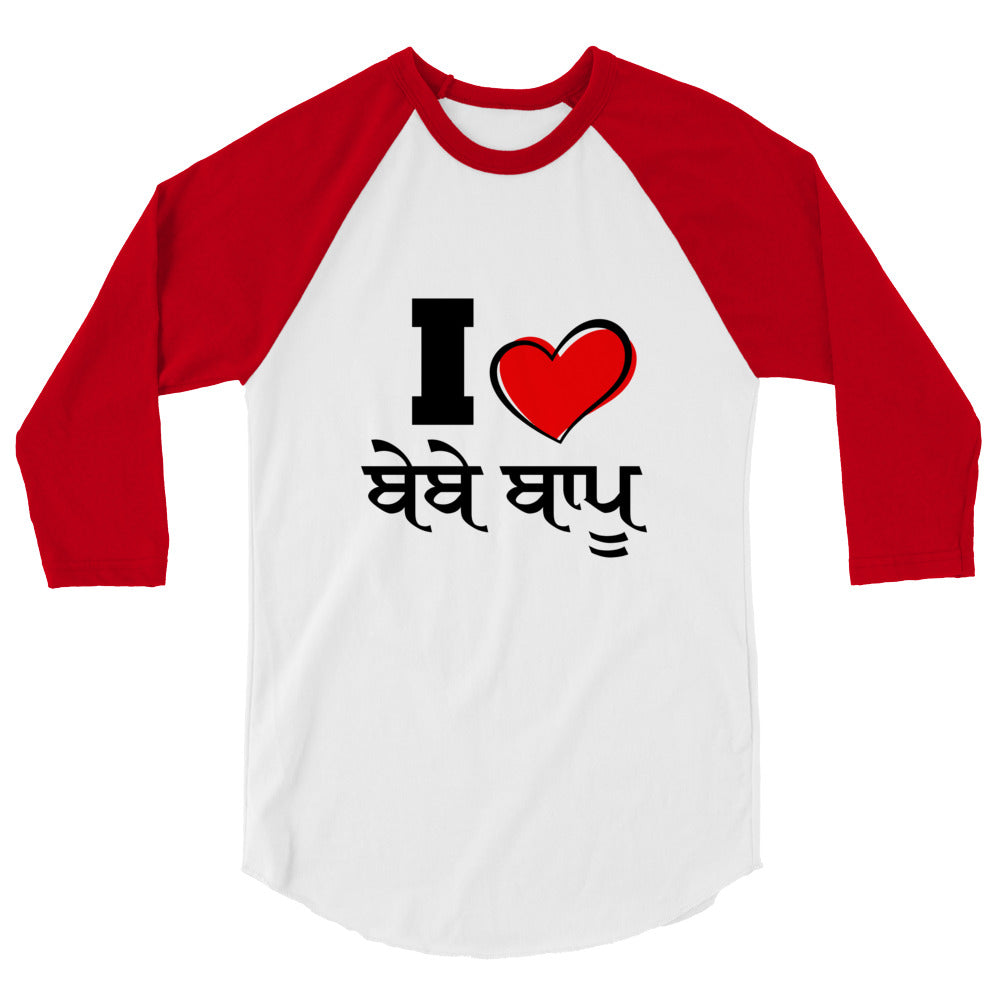 I LOVE BEBE BAPPU - 3/4 sleeve raglan shirt