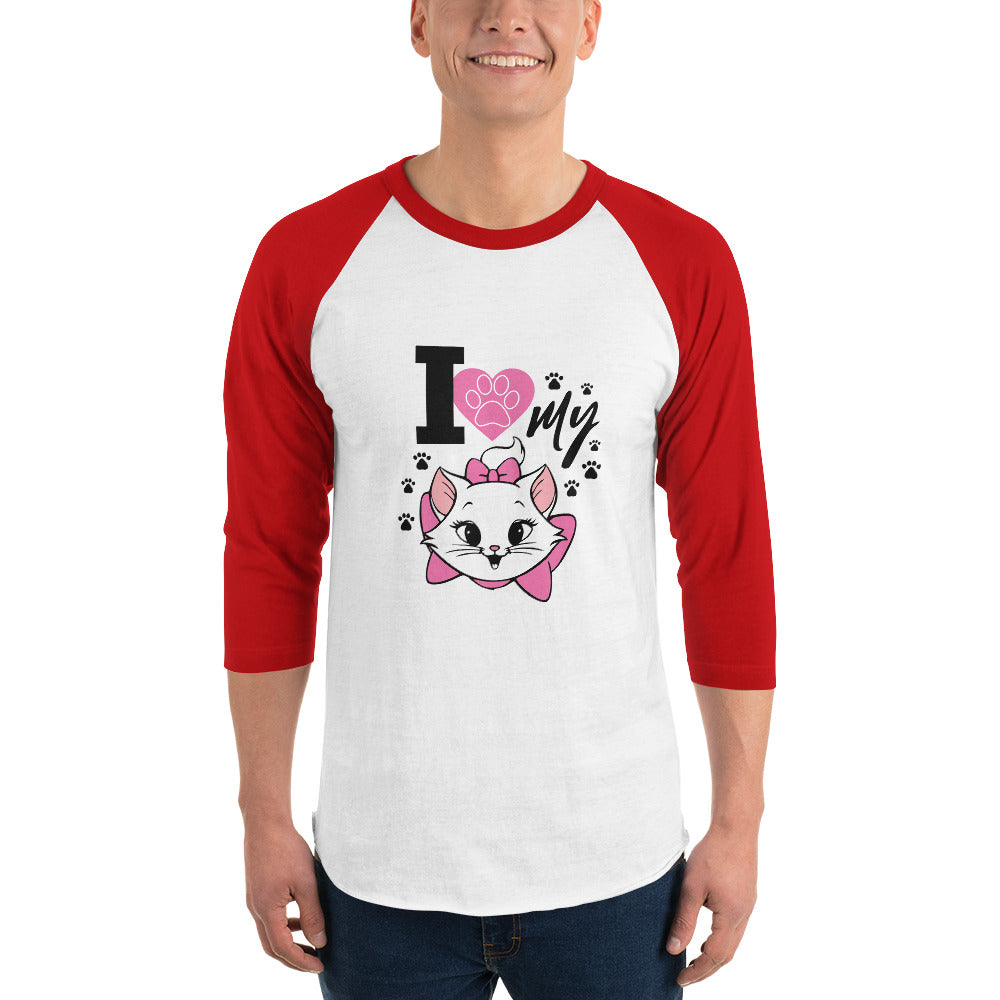 I LOVE MY CAT - 3/4 sleeve raglan shirt