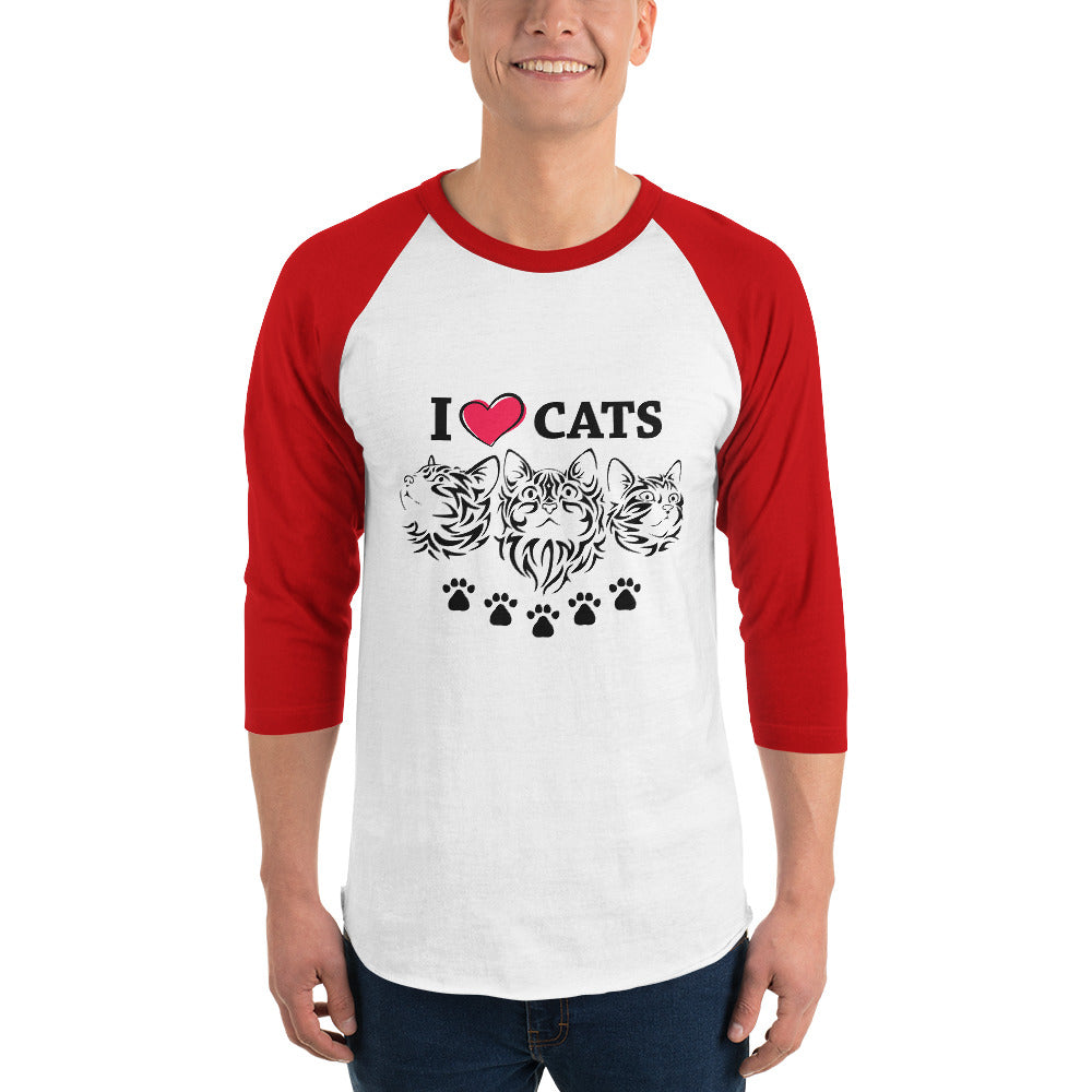 I LOVE CATS - 3/4 sleeve raglan shirt