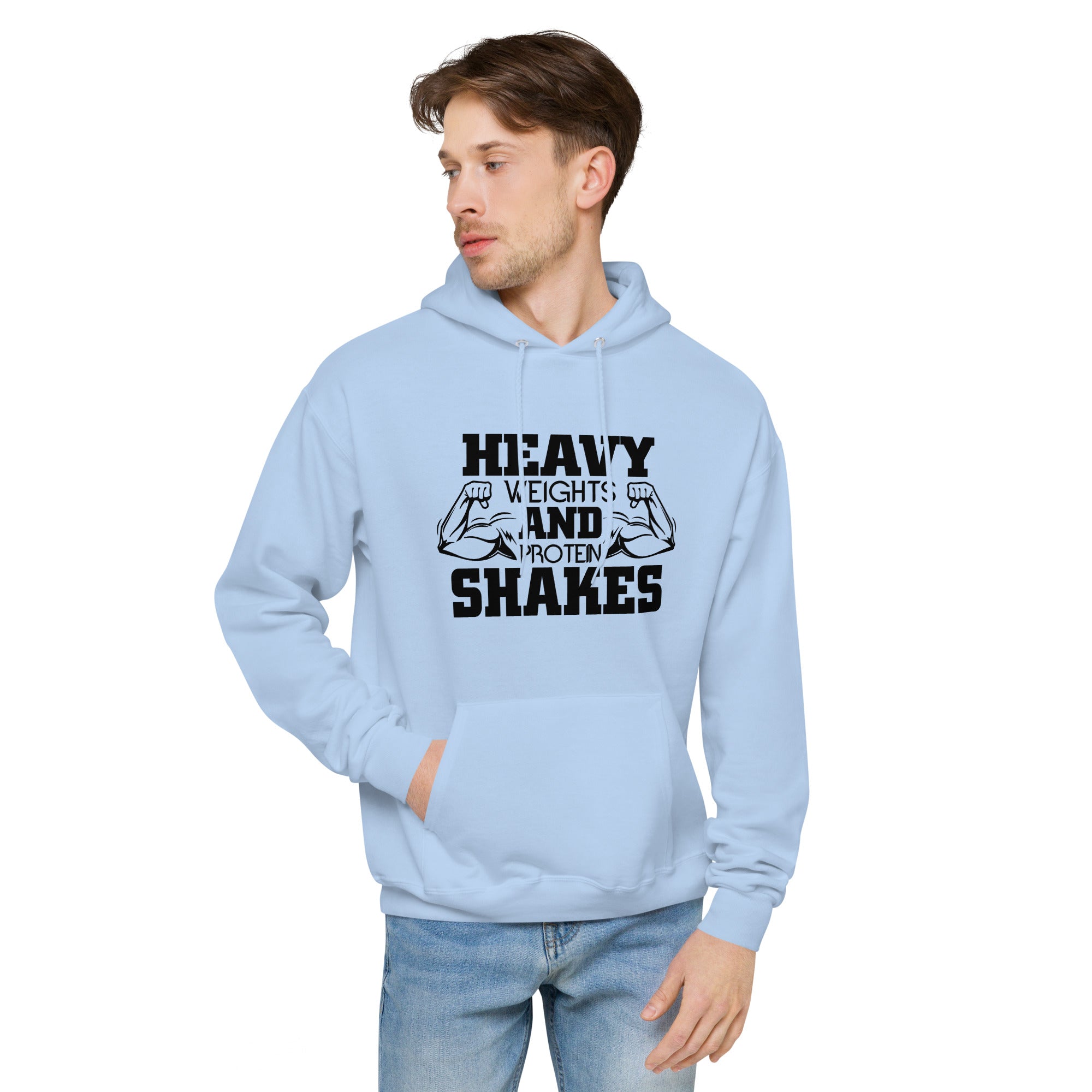 HEAVY WEIGHTS AND PROTEIN SHAKES - Unisex fleece hoodie