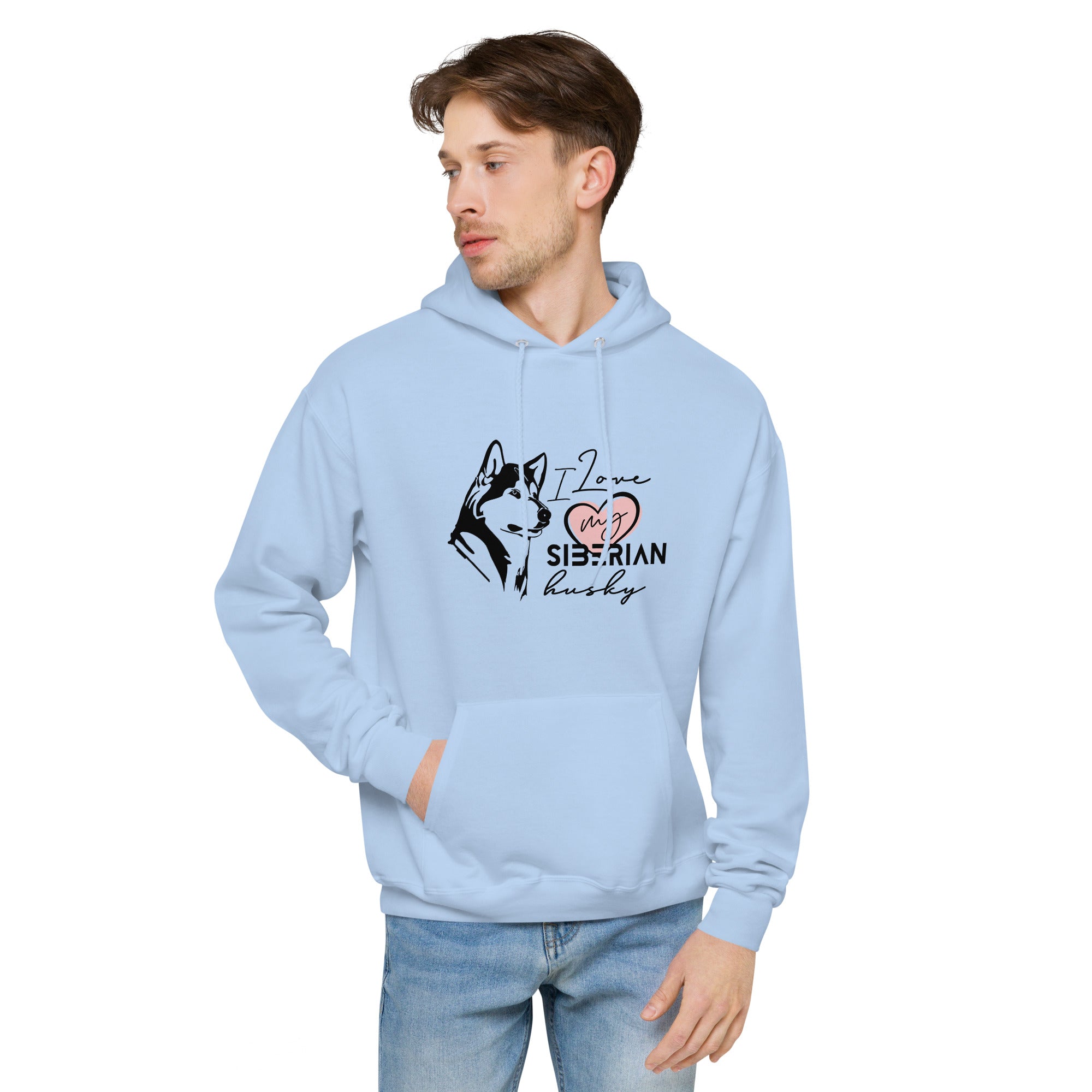 I LOVE MY SIBERIAN HUSKY - Unisex fleece hoodie