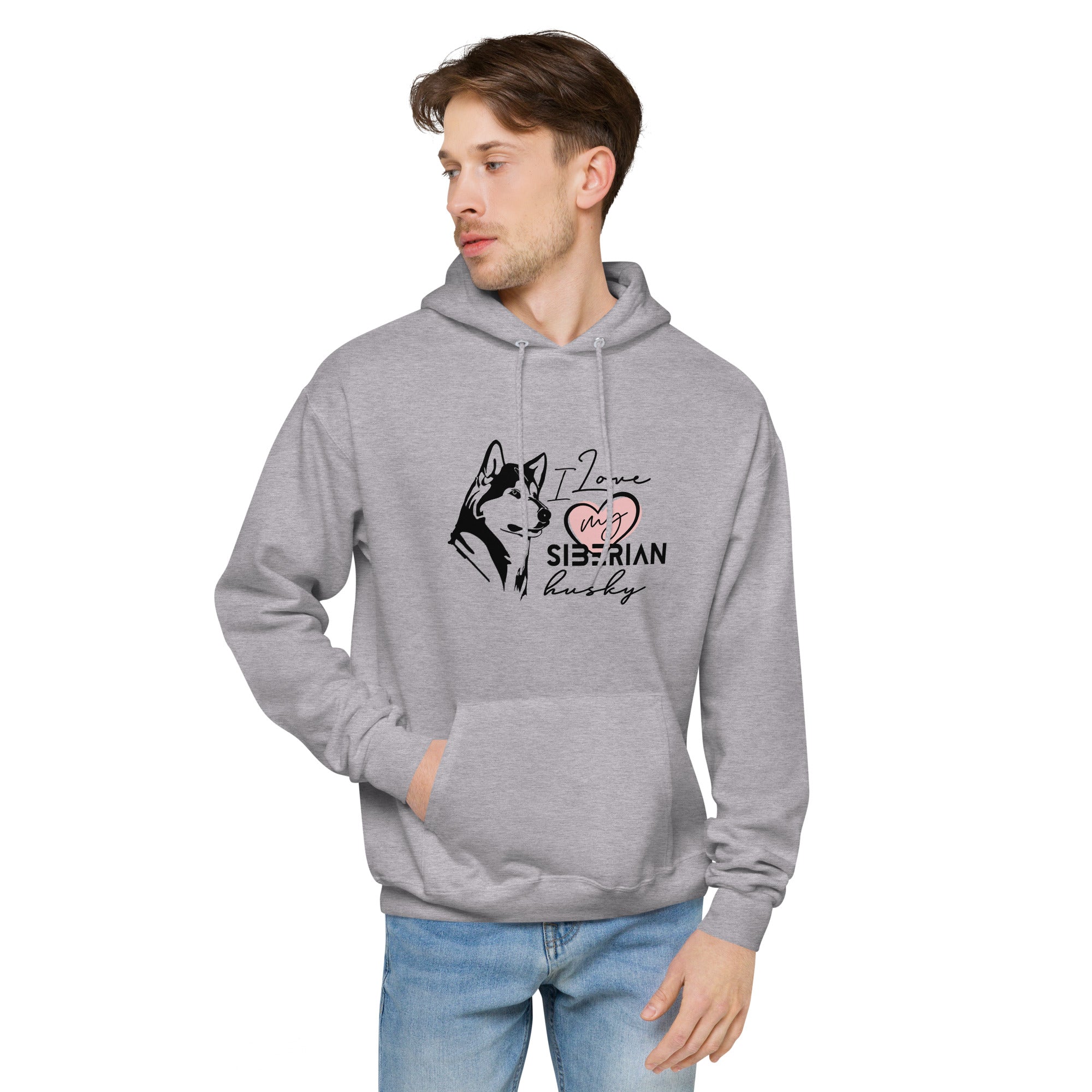 I LOVE MY SIBERIAN HUSKY - Unisex fleece hoodie