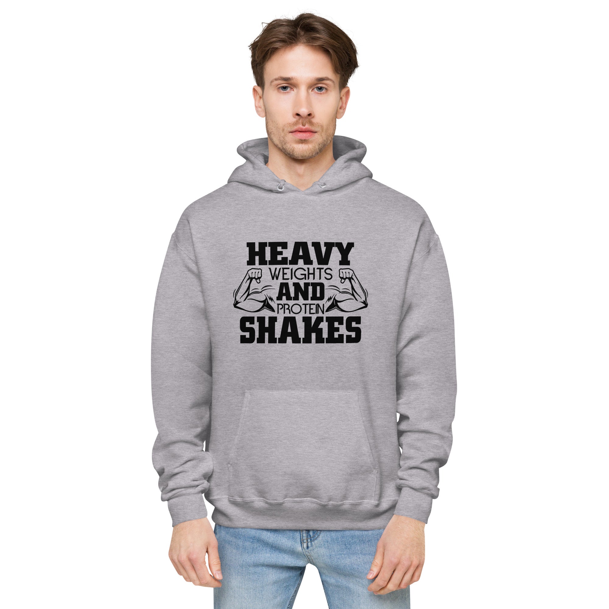 HEAVY WEIGHTS AND PROTEIN SHAKES - Unisex fleece hoodie