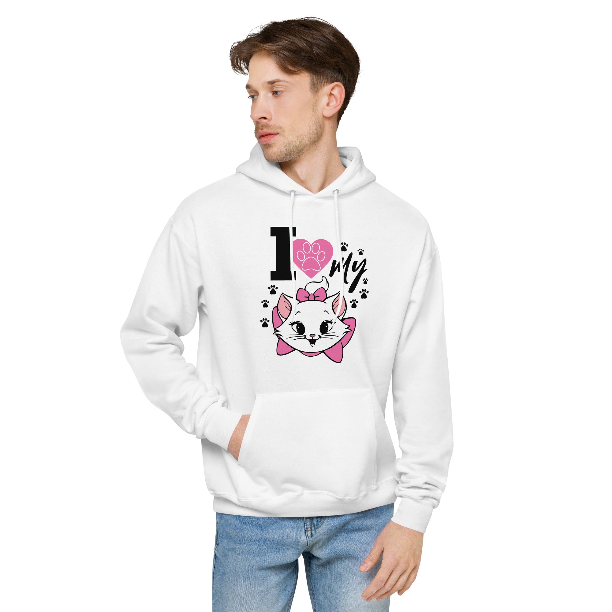 I LOVE MY CAT - Unisex fleece hoodie