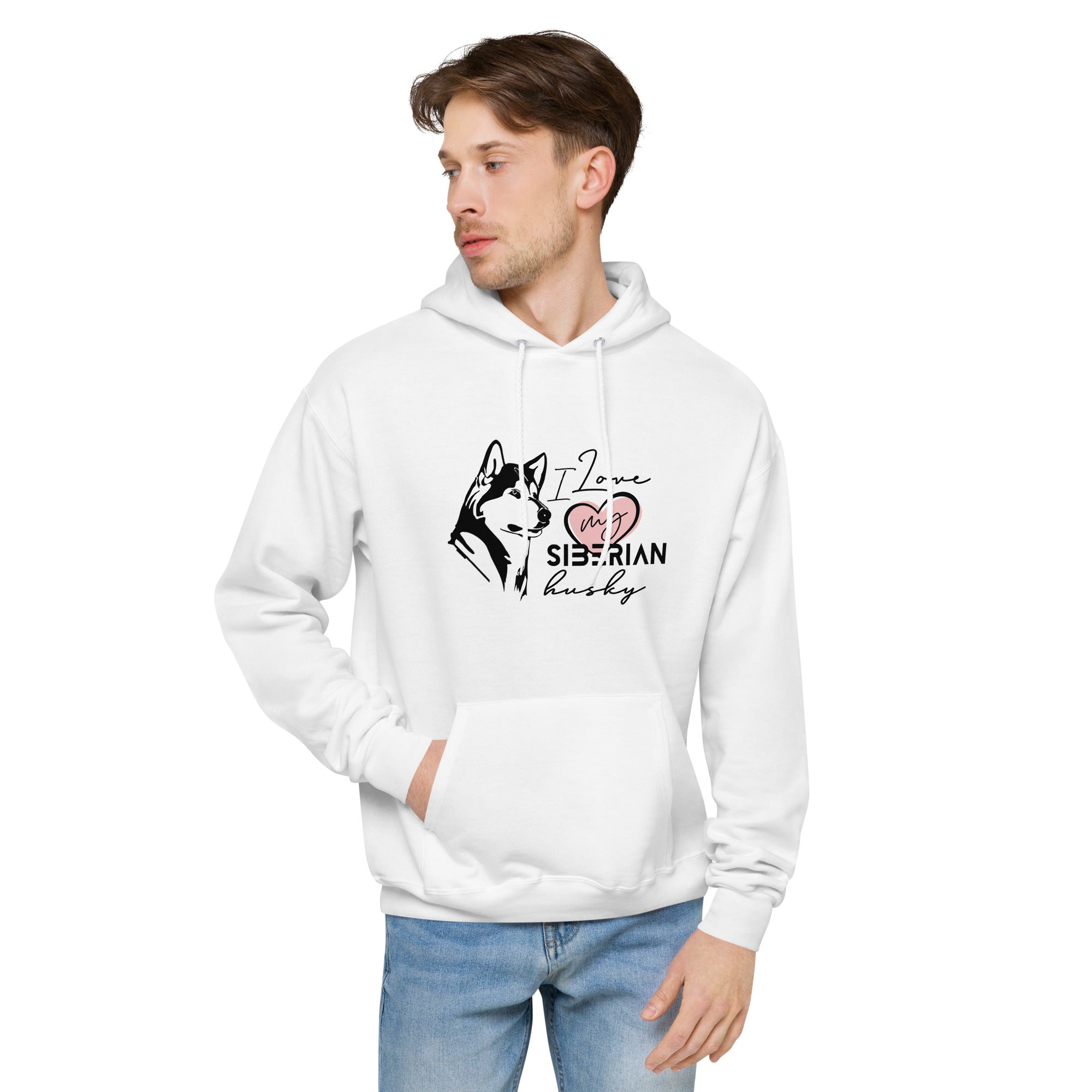 I LOVE MY SIBERIAN HUSKY - Unisex fleece hoodie